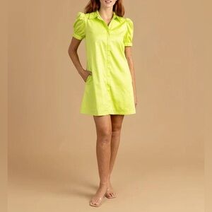 S’Edge Anderson Zipper Zip Up Mini Algae Bright Green Chartreuse Dress